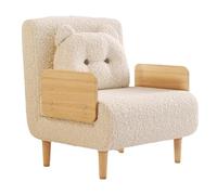 Divano letto singolo pieghevole ad alta resilienza Petit Canapé Lit 1 posto con doppio tessuto pannelli laterali in legno massello, ideale per camera da letto, soggiorno o ufficio.
