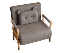 Divano Letto Singolo Salvaspazio 3 In 1 Ergonomico Velluto a Coste Poltrona Trasformabile Schienale Regolabile In 6 Posizioni Letto per Ospiti con Cuscino a Forma di Orso(Gray,190 * 80 * 29cm)