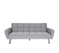 Divano Letto sofà reclinabile HWC-K19 Molle nosag Legno Ferro Tessuto Grigio Chiaro