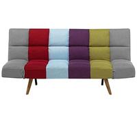 Divano Letto Tessuto Patchwork Multicolore a 3 Posti Soggiorno Moderno
