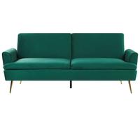 Divano Letto Velluto Verde Scuro 3 Posti Click Clack Gambe Metallo Dorato Vettre
