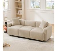 Divano Lexiou, Design Moderno, Ciniglia, Sofa, 3 Posti, 211x67x71cm, Beige