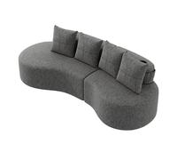 Divano lounge modulare in lino, 4 cuscini, anima in schiuma ad alta densità, con doghe a molla, porta bevande, tasche laterali, forma organica, zona relax, soggiorno/camera degli ospiti, balcone