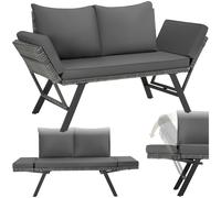 Divano lounge rattan braccioli regolabili 2 in 1 lettino multifunzione giardino