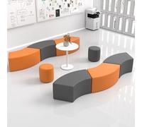 Divano lungo a forma di arco in pelle zampa di gatto con combinazione rotonda e schienale semplice for i genitori in attesa nel centro educativo della prima infanzia e nel riposo dell'asilo(A)