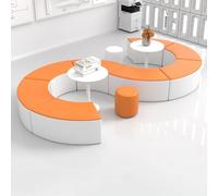 Divano lungo a forma di arco in pelle zampa di gatto con combinazione rotonda e schienale semplice for i genitori in attesa nel centro educativo della prima infanzia e nel riposo dell'asilo(E)