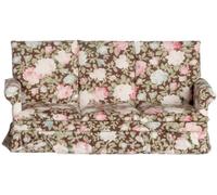 Divano Miniatura Floreale Rosa e Marrone 1:12 per Casa Delle Bambole Soggiorno