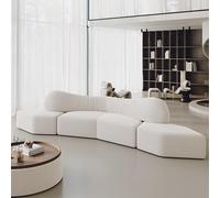 Divano moderno curvo, divano componibile a 3 posti, divano componibile in spugna oversize, moderno e comodo, con cuscini, per soggiorno, appartamento, ufficio, bianco, 2-88 x 38 cm