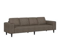 Divano Moderno Grigio Scuro Senza Pouf in Finta Pelle Scamosciata, 250 x 77 x 76 cm. Include 4 Cuscini Rimovibili per la Schiena. Tessuto Traspirante e braccioli Piani. Struttura in Legno ingegnerizz