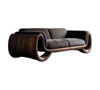 Divano moderno in legno di noce cinese, scultoreo curvo, con rivestimento di alta qualità, mobili da salotto moderni di lusso