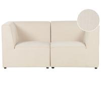 Divano modulare 2 posti con Ottomana in Velluto a coste beige