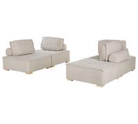 Divano modulare 4 posti in poliestere e tessuto beige Tibro