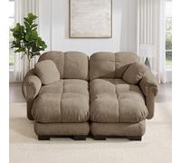 Divano modulare a 2 posti in ciniglia a forma di U, con design trapuntato fine, stile elegante, cuscini spessi, morbido e di supporto, include pouf mobile, facile da montare, perfetto per soggiorno