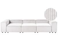 Divano modulare a 3 posti rivestito in velluto a coste bianco sporco