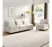 Divano modulare a forma di nuvola. Set di divani separabili a 4 posti: combinabile liberamente, spazio sotto tutti i cuscini+funzione sleep+rivestimento in ciniglia, design libero con divano combinato