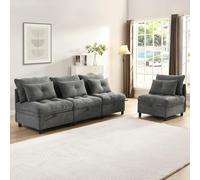 Divano modulare a forma di nuvola. Set di divani separabili a 4 posti: combinabile liberamente, spazio sotto tutti i cuscini+funzione sleep+rivestimento in ciniglia, design libero con divano combinato