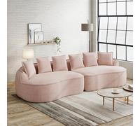 Divano modulare a quattro posti, comodo tessuto di ciniglia, senza cornice, dimensioni extra grandi, sedili profondi, cuscini inclusi, nessun montaggio necessario, adatto per soggiorno, rosa