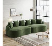 Divano modulare a quattro posti, comodo tessuto di ciniglia, senza cornice, dimensioni extra grandi, sedili profondi, cuscini inclusi, nessun montaggio necessario, adatto per soggiorno, verde