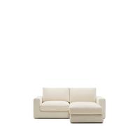 Divano modulare Alea 3 posti sfoderabile in ciniglia chaise longue destra écru 220 cm