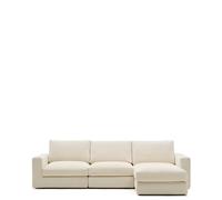 Divano modulare Alea 4 posti sfoderabile in ciniglia chaise longue destra écru 310 cm