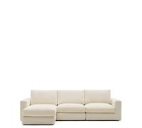 Divano modulare Alea 4 posti sfoderabile in ciniglia chaise longue sinistra écru 310 cm