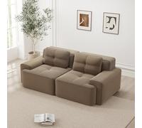 Divano Modulare Bladez Boneless a 2 Posti in Tessuto di Corda, Seduta Profonda, Divano Letto Senza Montaggio, con Ampie Braccioli e Base Antiscivolo, Divano Loveseat Moderno per Soggiorno, Marrone