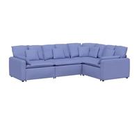 Divano modulare blu jeans con cuscino, rivestimento in tessuto, sistema di seduta a 4 pezzi con telaio in metallo, combinazione flessibile per soggiorno, accogliente lounge e zona relax