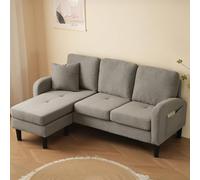 Divano modulare, chaise longue, chaise longue, divano angolare a forma di L con chaise longue, divano a 3 posti, gambe in plastica, design modulare, ideale per soggiorno, appartamenti e uffici (grigio