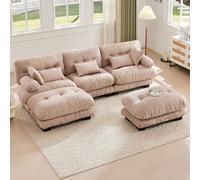 Divano modulare, comodo divano ad angolo, seduta extra grande, tessuto in velluto e design ergonomico, grande divano a 5 posti, imbottitura in memory foam, costruzione robusta e comodi braccioli