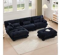 Divano modulare, comodo divano ad angolo, seduta extra grande, tessuto in velluto e design ergonomico, grande divano a 5 posti, imbottitura in memory foam, costruzione robusta e comodi braccioli