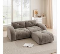 Divano Modulare con Chaise Longue, Divano Componibile a 2 posti in Velluto Chenille, Poltrona a L, Base Antiscivolo, Non necessita di Montaggio(Marrone)Divano senza ossa completamente compresso