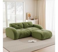 Divano Modulare con Chaise Longue, Divano Componibile a 2 posti in Velluto Chenille, Poltrona a L, Base Antiscivolo, Non necessita di Montaggio(Verde)Divano senza ossa completamente compresso