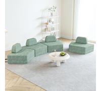 Divano modulare | convertibile in un divano ad angolo, adatto per il paesaggio della casa Boneless con base antiscivolo, fodera rimovibile e lavabile, per soggiorno, camera da letto, ufficio, verde (4