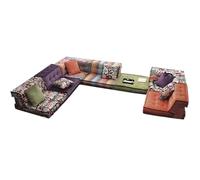 Divano modulare, design grande e piatto, per soggiorno, struttura in tessuto di alta qualità, seduta comoda, arredamento elegante per la casa