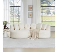 Divano modulare in ciniglia da 2 pezzi, bianco crema, design curvo cashew, schienale continuo, con set di 6 cuscini di diverse forme, comodo divano imbottito senza bordi duri, beige