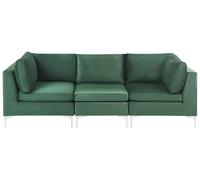 Divano Modulare Velluto Verde 3 Posti Gambe In Metallo Argento Glamour Evja