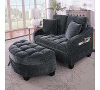 Divano multifunzionale, 2 in 1, divano letto, sgabello, tessuto traspirante, delicato sulla pelle, legno di eucalipto ecologico, piccolo soggiorno, studio, camera da letto (nero)