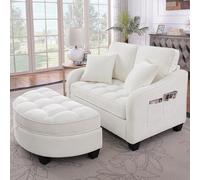Divano multifunzionale, 2 in 1, divano letto, sgabello, tessuto traspirante, delicato sulla pelle, legno di eucalipto ecologico, piccolo soggiorno, studio, camera da letto (beige)