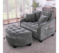 Divano multifunzionale, 2 in 1, divano letto, sgabello, tessuto traspirante, delicato sulla pelle, legno di eucalipto ecologico, piccolo soggiorno, studio, camera da letto (grigio scuro)