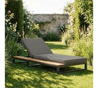 Divano multifunzione per esterni, grigio, lato sinistro, con angolo dello schienale regolabile e mensola - lettino impermeabile per terrazza e balcone