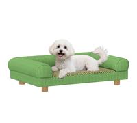 Divano PawHut per cani e gatti, cuccia rialzata con tappeto fresco, braccioli e poggiapiedi, morbido velluto, per animali