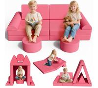 Divano per Bambini 15 Pezzi, Divano da Gioco per Bambini, Divano Gioco Modulare in Schiuma, per Camera da Letto e Sala Giochi, Mobili Creativi per Sala Giochi, Regalo bambini, Velluto a Coste (Rosa)