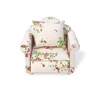 Divano per casa delle bambole con cuscino, scala 1 e 12, divano in miniatura, poltrona, soggiorno, mobili con telaio in tessuto di legno, sedia da lettura artificiale, decorazione per la casa (rosa)