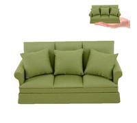 Divano per casa delle bambole in scala 1/12 per tre persone con 3 cuscini | Accessorio per divano in miniatura per la decorazione della casa delle bambole