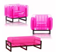 Divano, Poltrona, Panca Tris Gonfiabili dimensioni Divano 76x151x h 69 cm , Poltrona 70x83x h 77 cm, Pouf doppio 140x83x h 45 cm seduta gonfiabile in TPU colore colore Fucsia fucsia