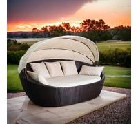 DIVANO PRENDISOLE GUSCIO POLIRATTAN 3 POSTI CON CUSCINI 220X130X83H ARREDO GIARDINO