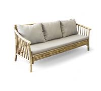 Divano rettangolare in legno bamboo marrone con cuscini 195x67xH35/80 cm Bronx