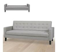 Divano Ribaltabile Letto Clik Clak 3 Posti 204cm Tessuto Imbottito Recliner Grig