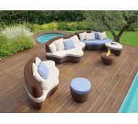 DIVANO SALOTTO RATTAN GIARDINO ESTERNO + TAVOLO + POUF