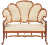 Divano Settee Art Nouveau Crema JBM Noce Per Casa Delle Bambole 1:12